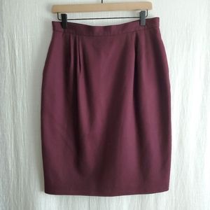 Vintage Wool Pencil Skirt in Burgundy size L (see measurements)